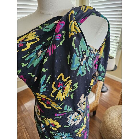 Emanuel Ungaro 80's Vintage Silk Floral Dress Women's Size 10 Made in Italy - Picture 3 of 16